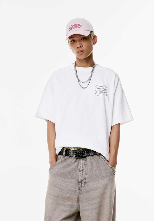 Pull&Bear Stwd ghost mode t-shirt in off white