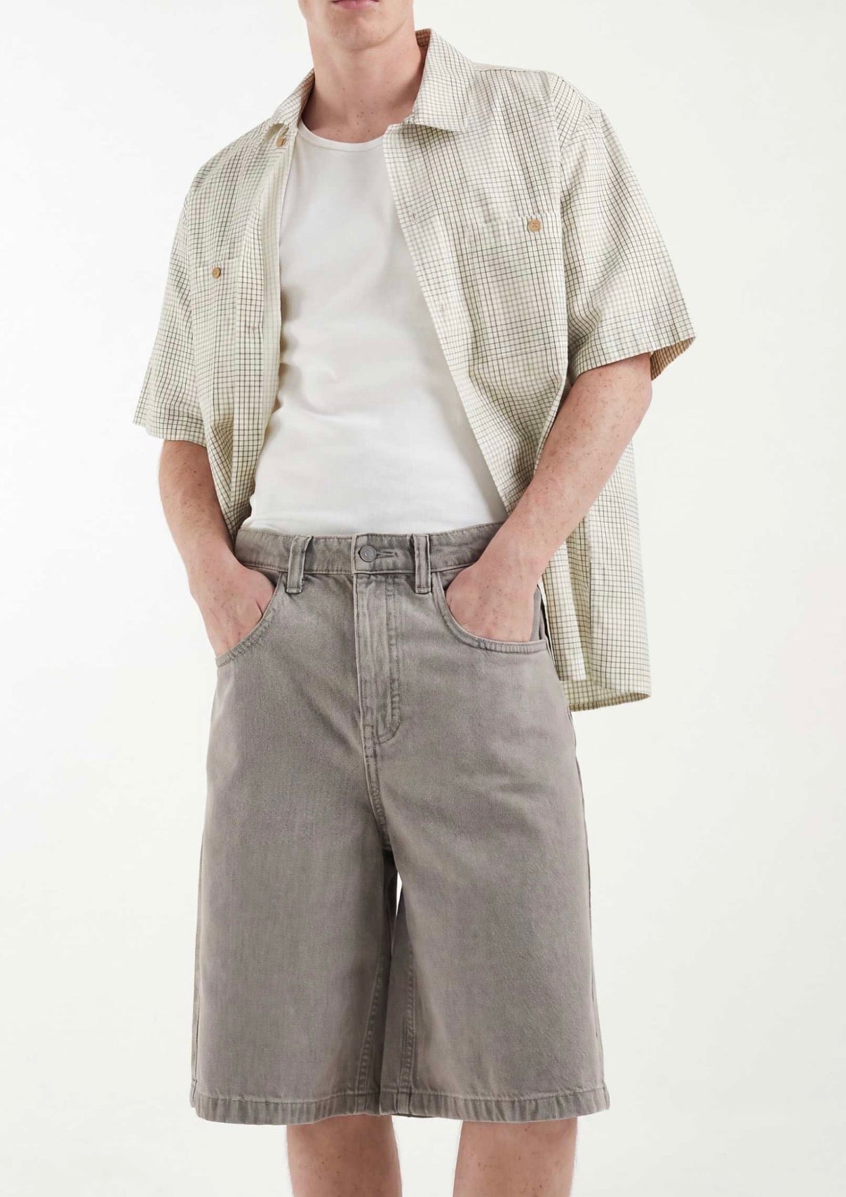 ASOS DESIGN Circular Design Collection denim jorts in light washed grey