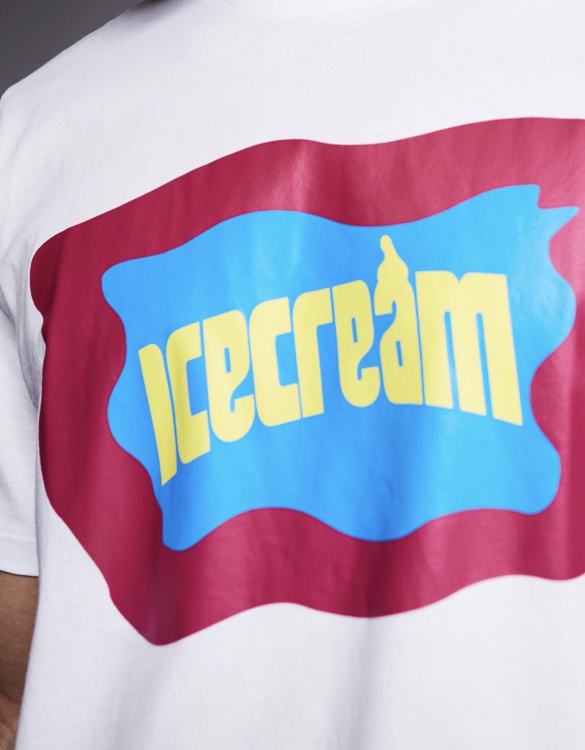 ICECREAM block logo heavyweight t-shirt in white