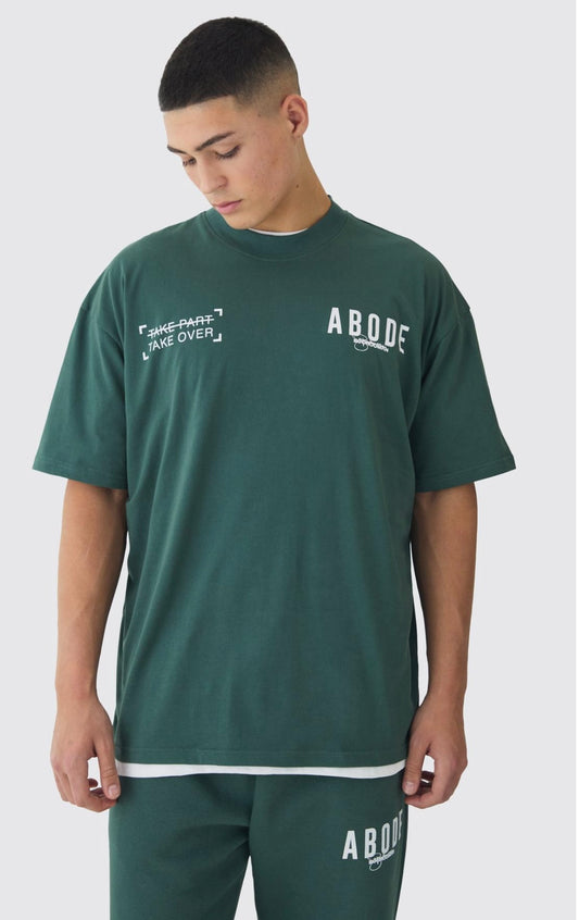 BoohooMAN Oversized Extended Neck Heavyweight Abode T-Shirt