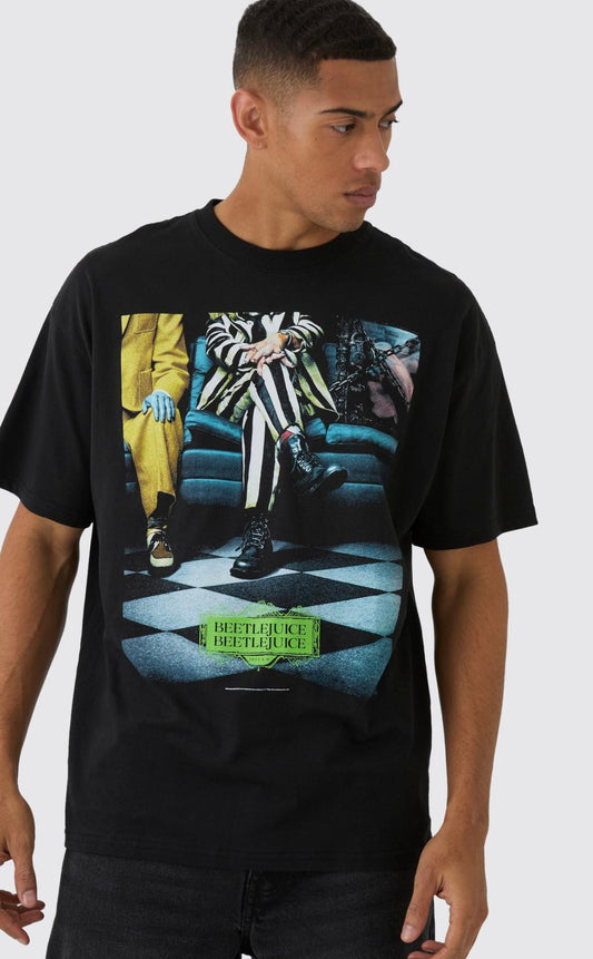 BoohooMAN Oversized Beetlejuice License Print T-Shirt