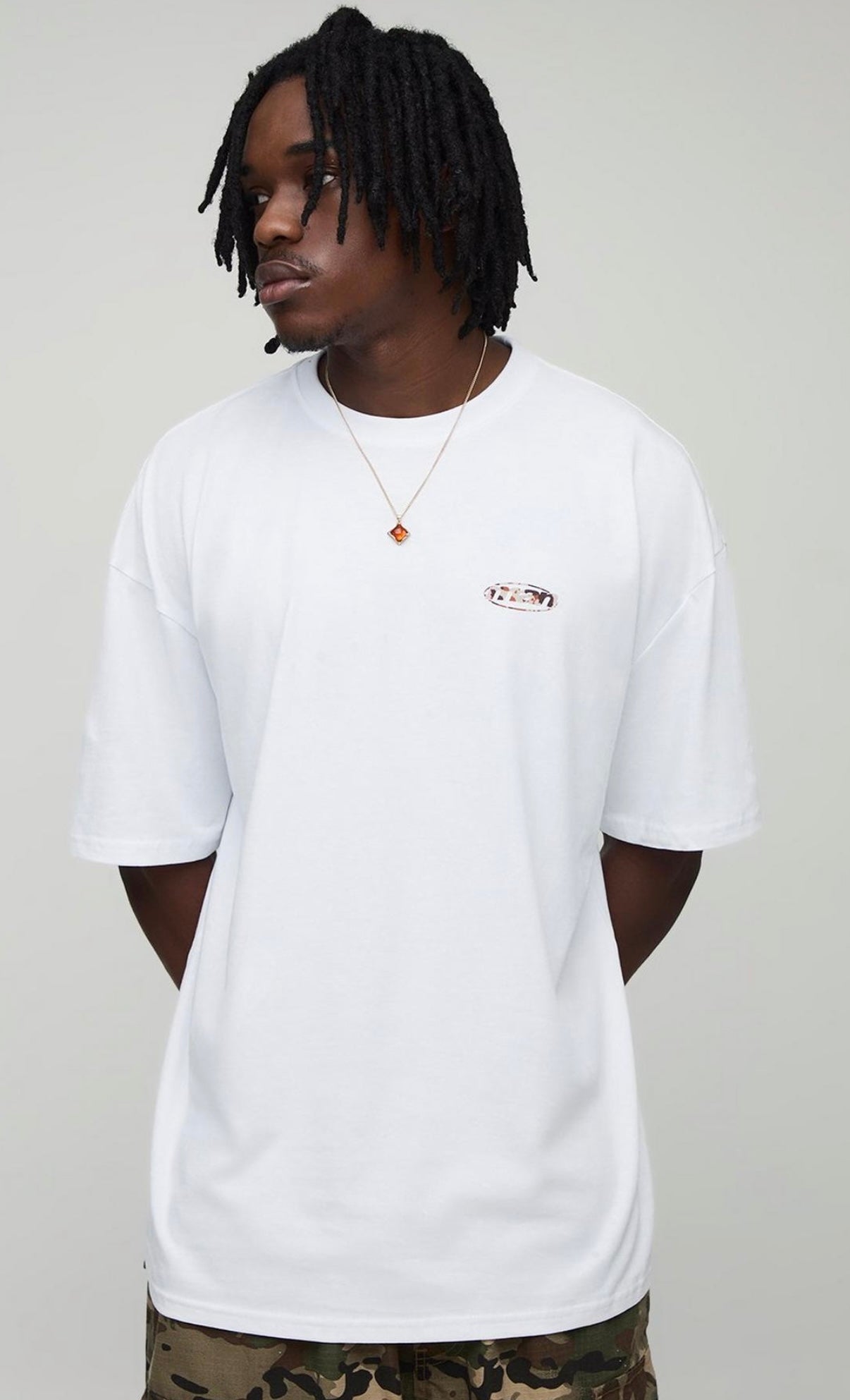 BoohooMAN Tall Oversized Man Cow Print Logo T-Shirt