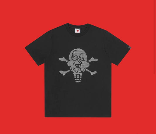ICE CREAM RHINESTONE CONES & BONES T-SHIRT - BLACK