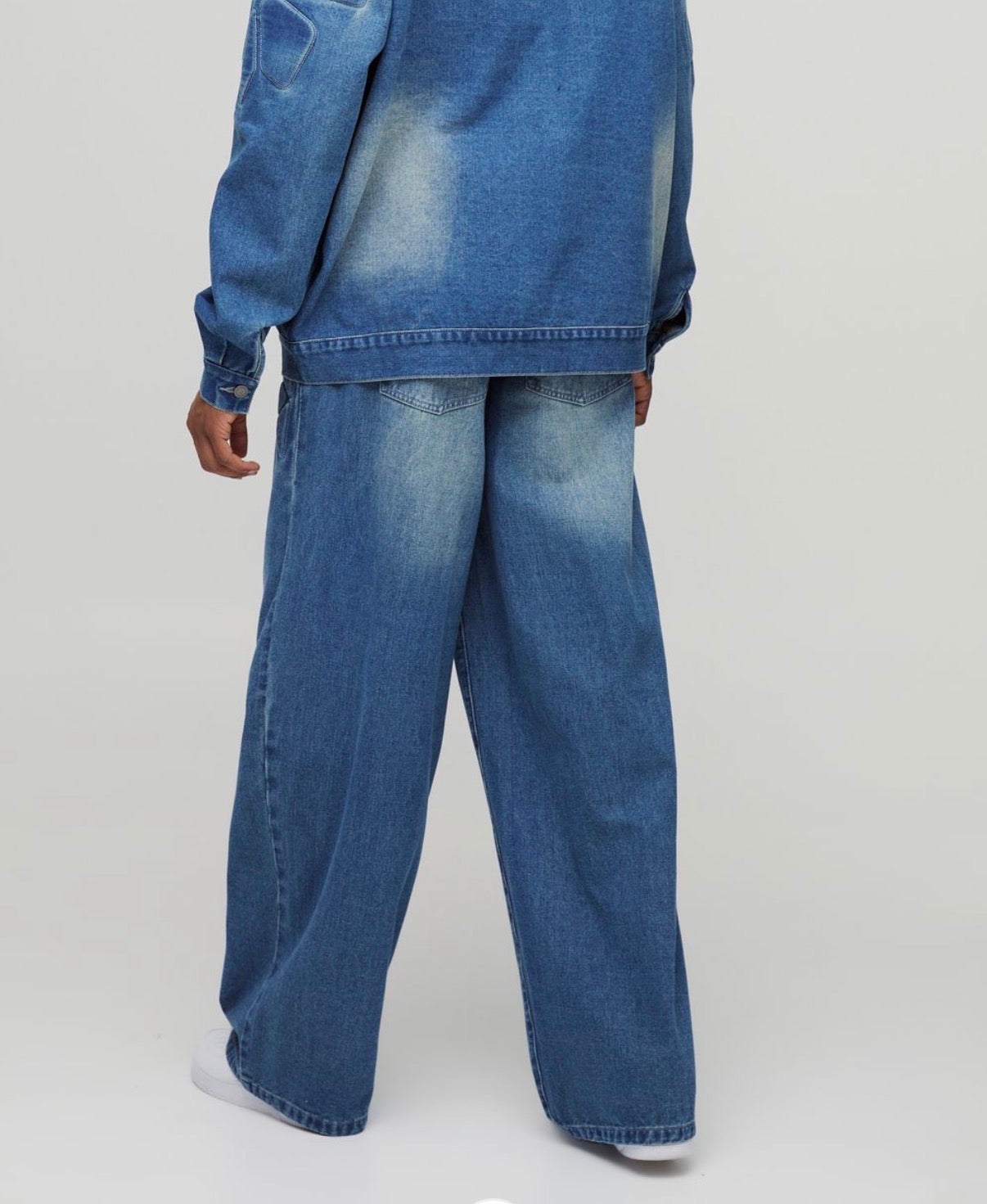 BoohooMAN Tall Debossed Biker Baggy Fit Jeans