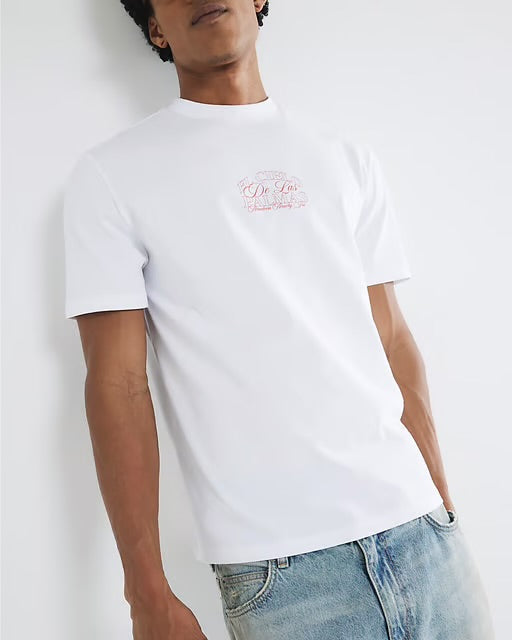 River Island Mens T-Shirt White Regular Fit El Cielo Palmas