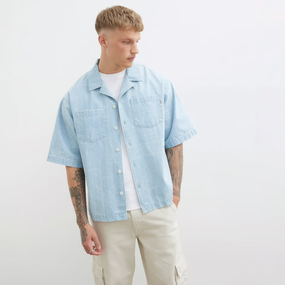 River Island Mens Blue Regular Fit Paisley Denim Shirt