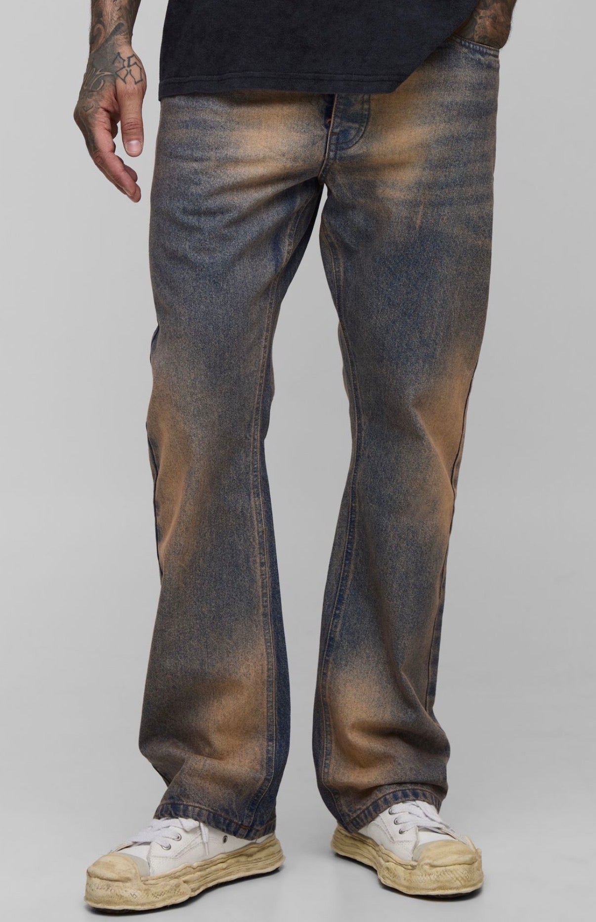 Tall Extreme Tinted Stonewash Flared Jeans