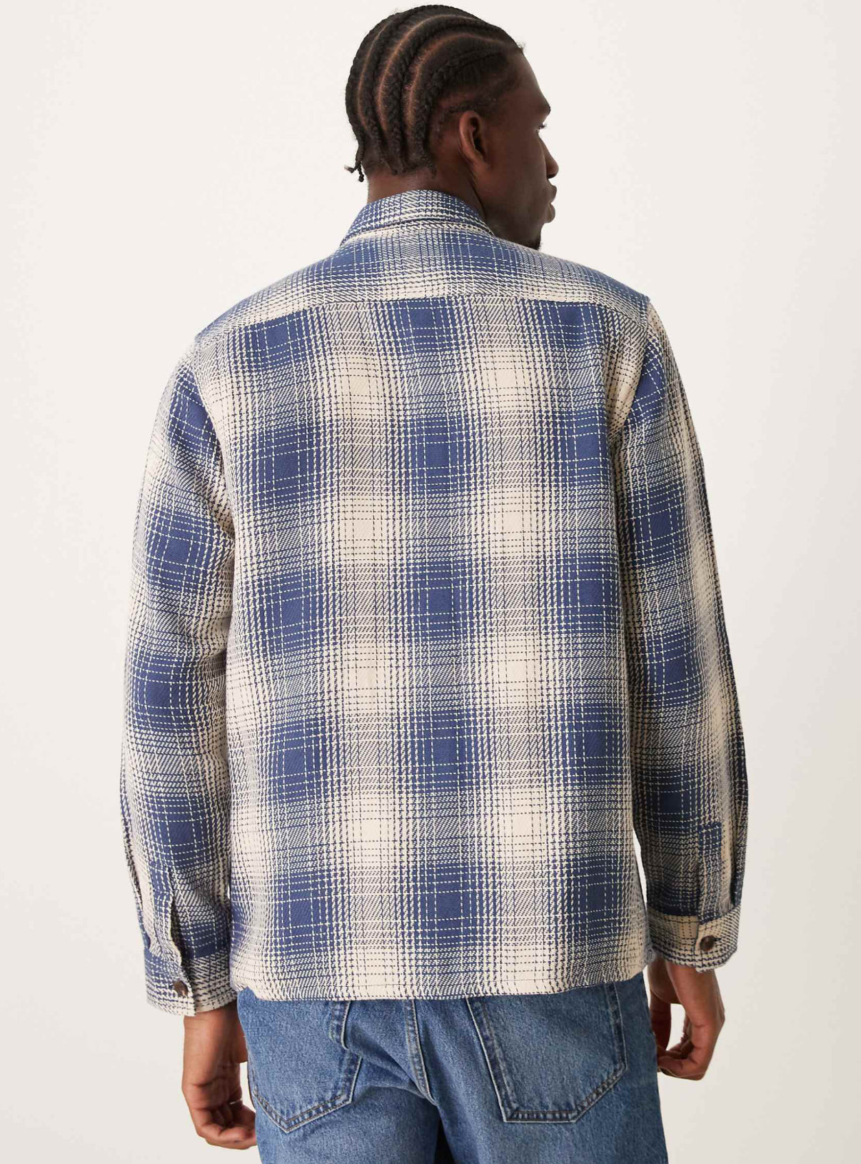 New Look heavy weave check overshirt in vintage blue