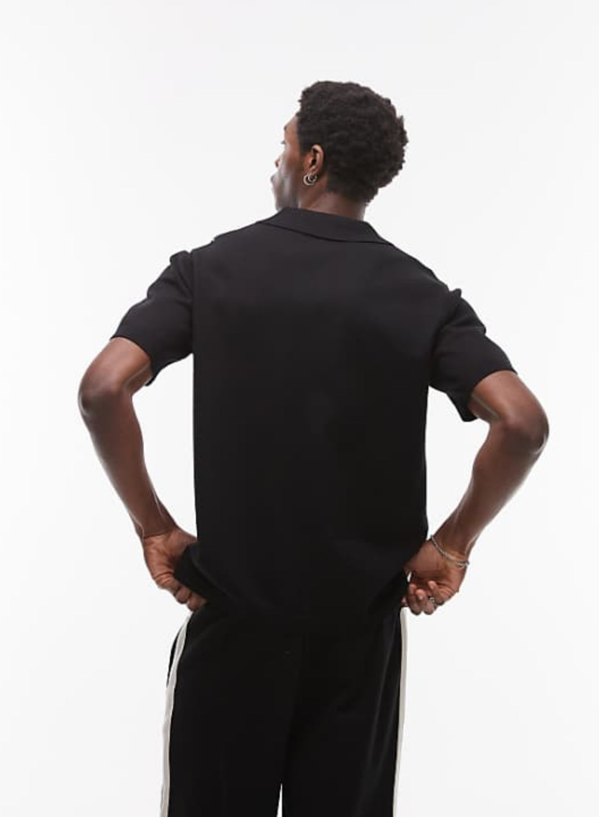 Topman front placement embroidered knitted shirt in black
