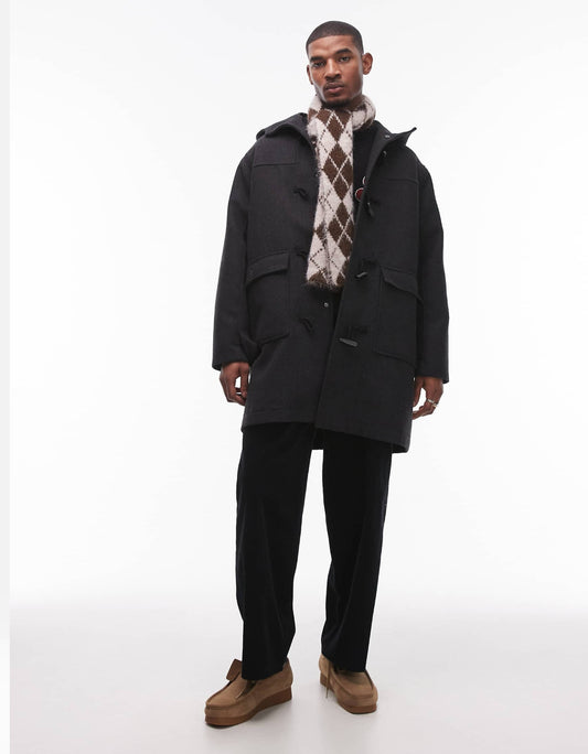 Topman wide leg cord trousers in black