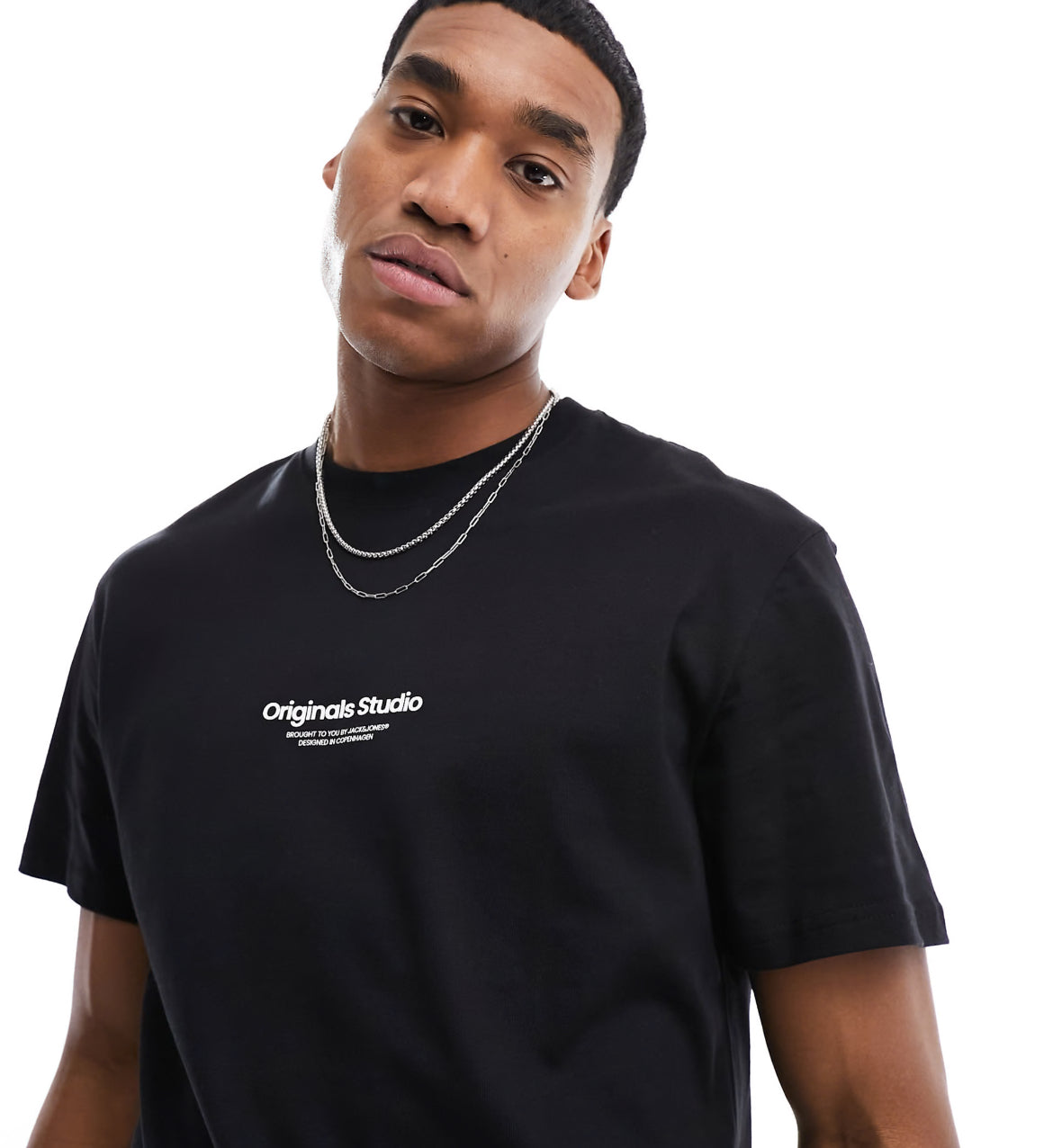 Jack & Jones oversized t-shirt with originals print in black