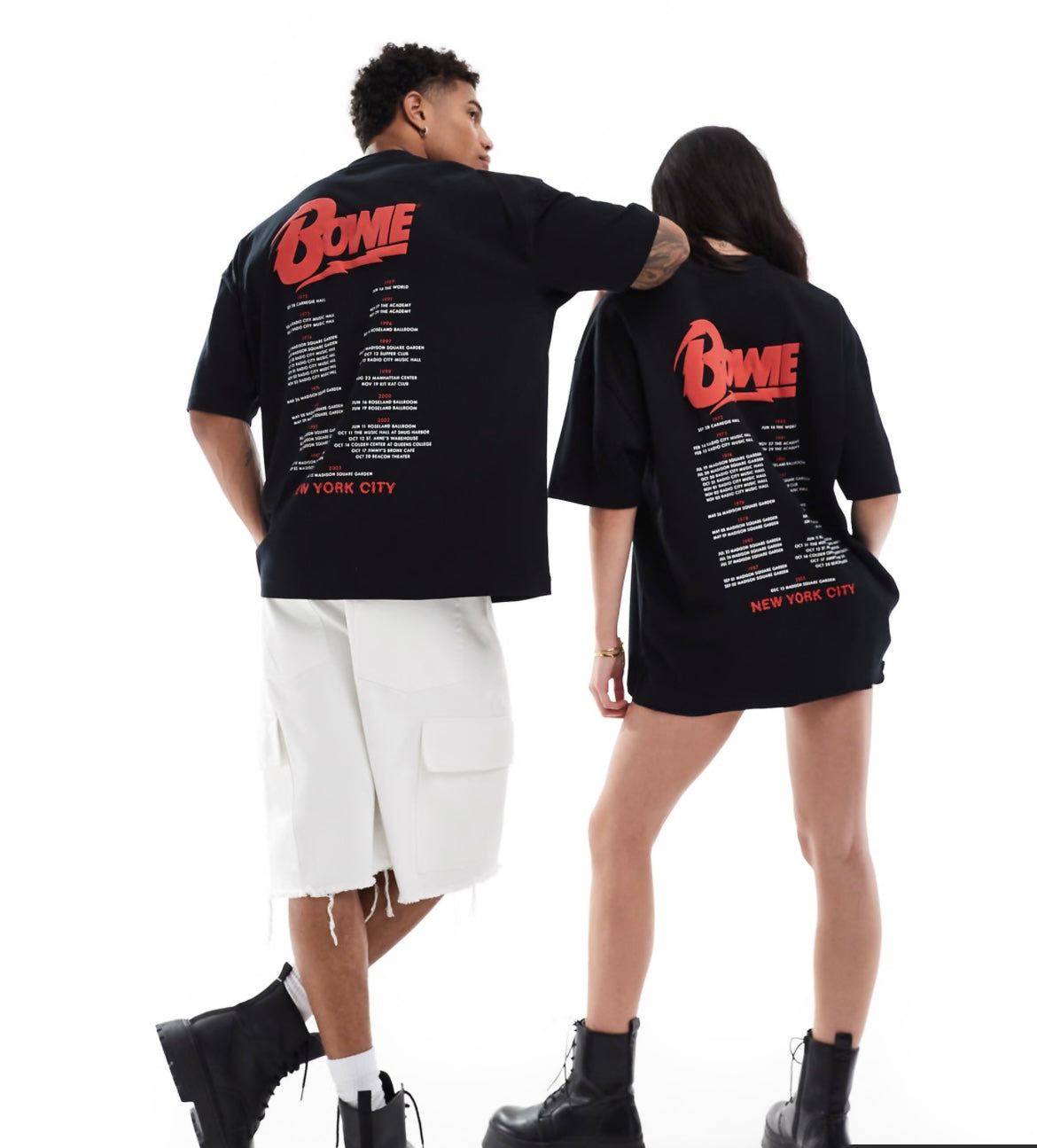 ASOS DESIGN unisex oversized license t-shirt with David Bowie print in black
