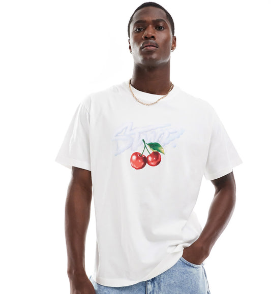 Pull&Bear STWD cherry printed t-shirt in white