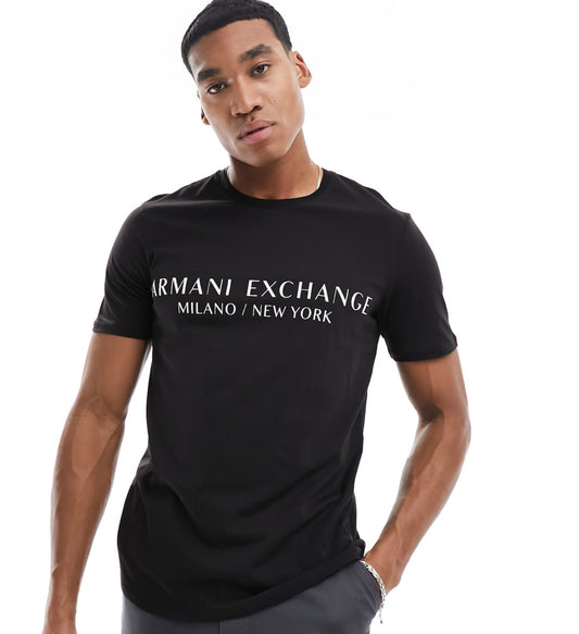 Armani Exchange linear logo t-shirt in black