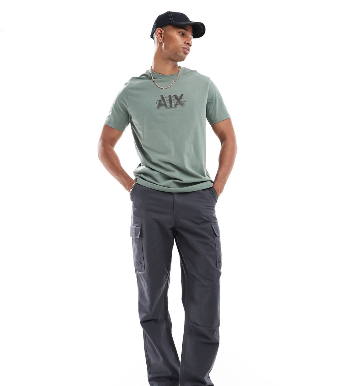 Armani Exchange boxy fit t-shirt with chest logo in green