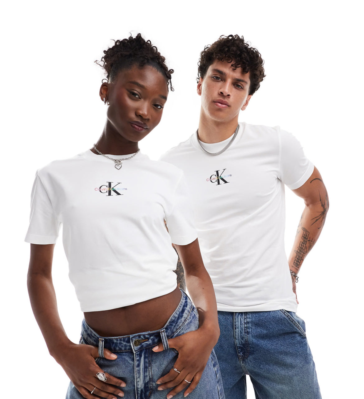 Calvin Klein Jeans Pride unisex slim t-shirt in white