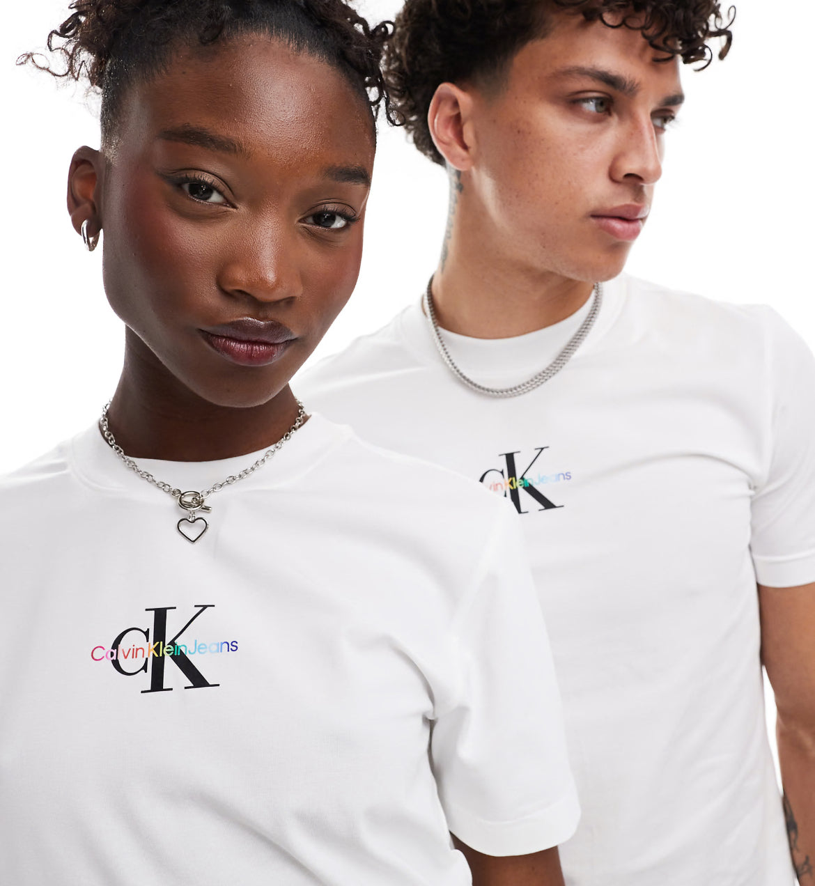 Calvin Klein Jeans Pride unisex slim t-shirt in white