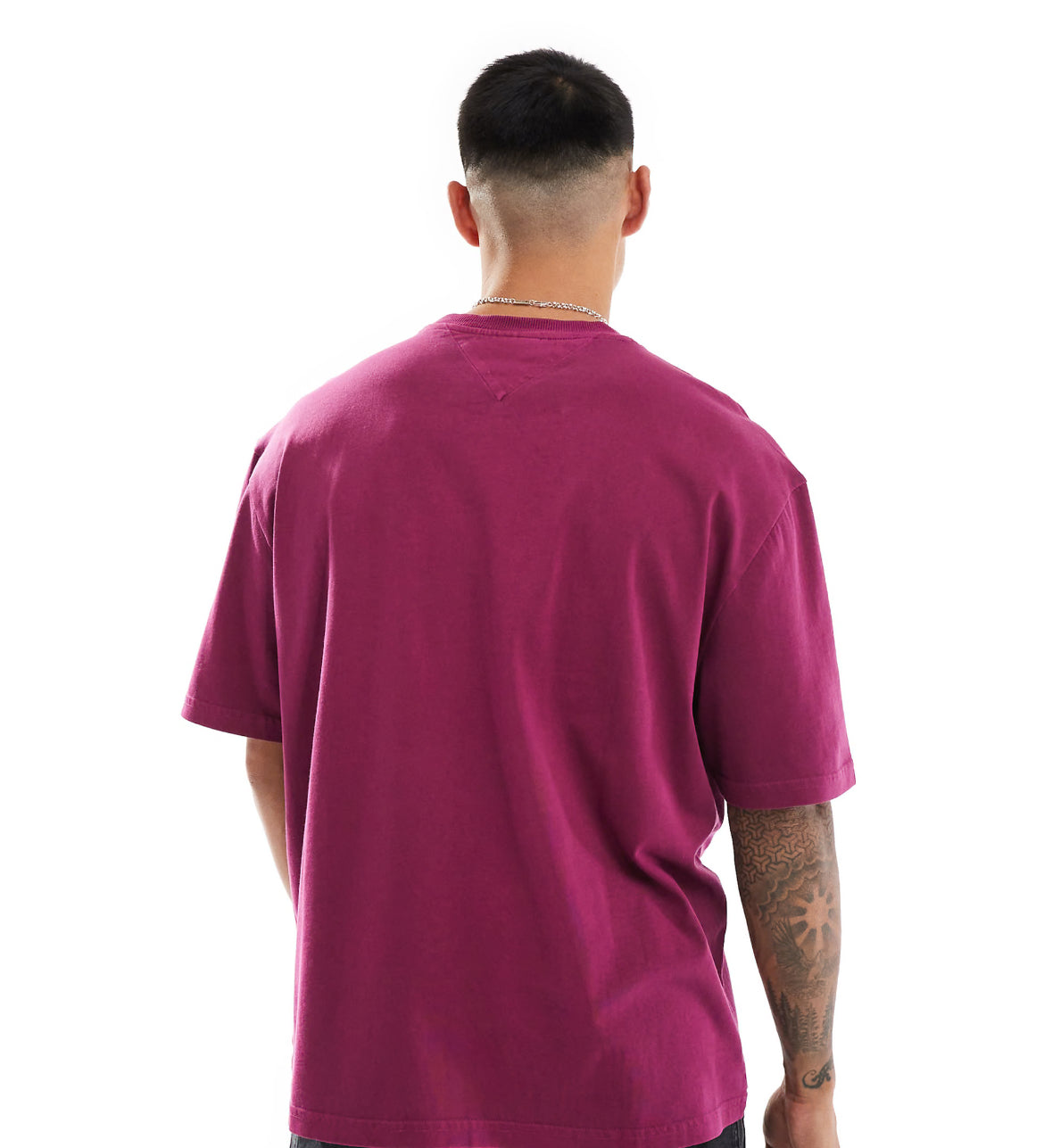 Tommy Jeans large flag logo t-shirt in fuchsia purple