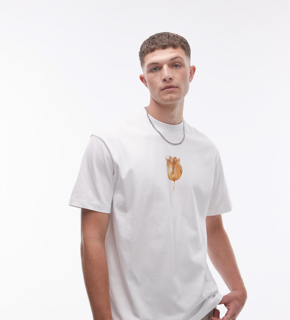 TOPMAN X ASHMOLEAN premium oversized fit t-shirt with tulip and butterfly print patch in white