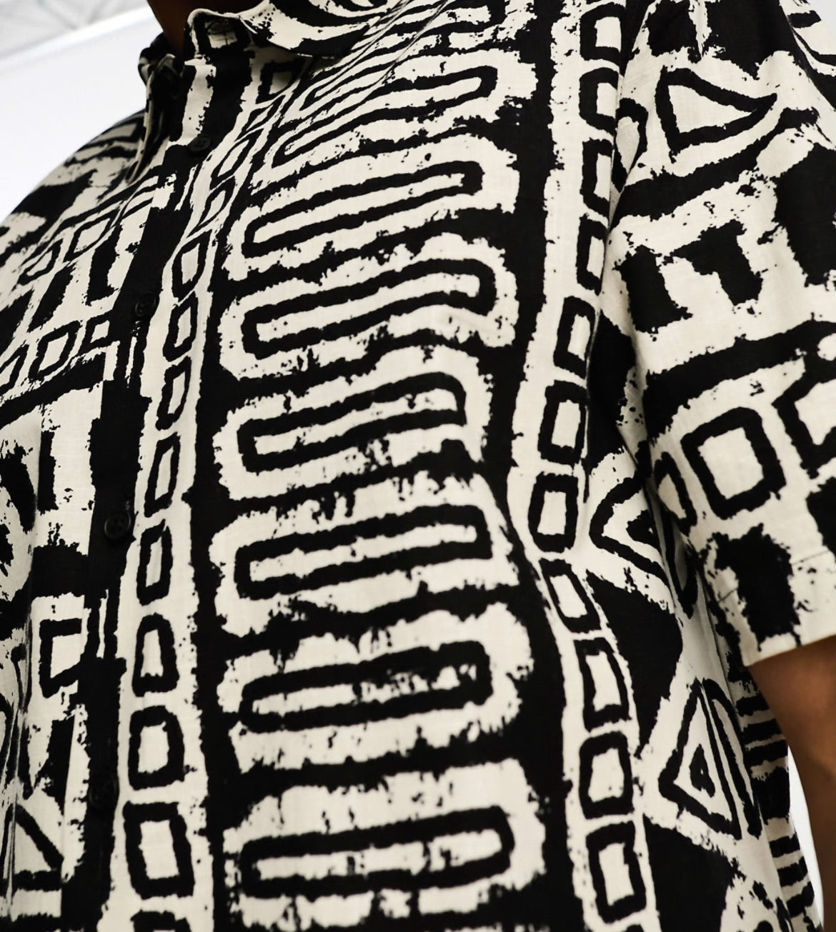 Bershka geometrical printed shirt in black and white