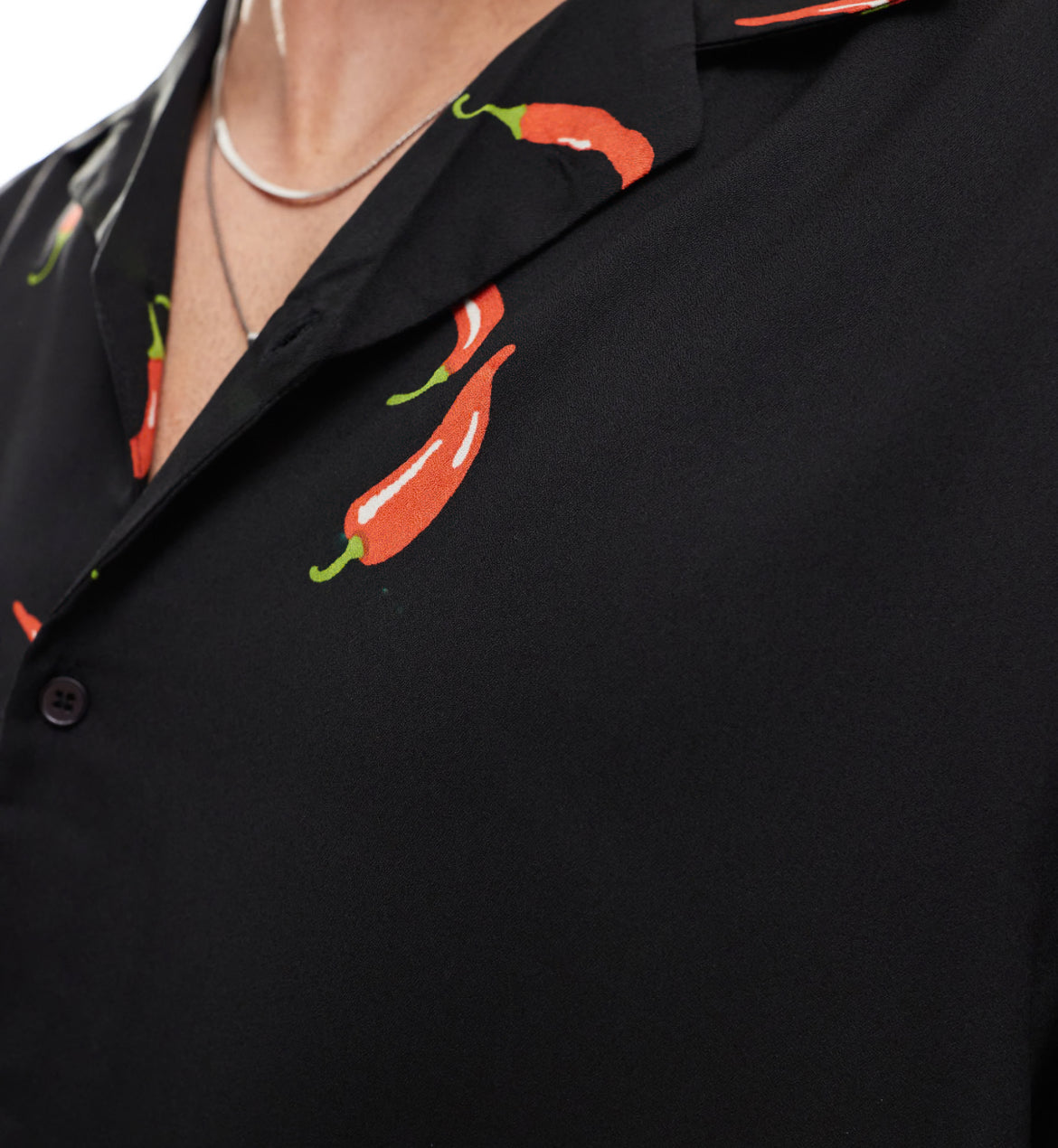 ASOS DESIGN oversized revere shirt with chilli pepper print