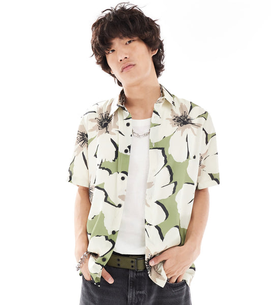 River Island floral print shirt in green
