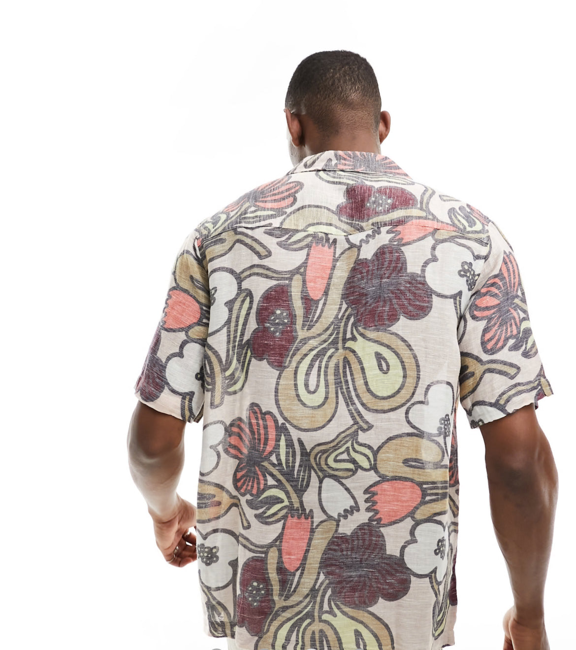 ASOS DESIGN relaxed revere shirt in reverse floral print