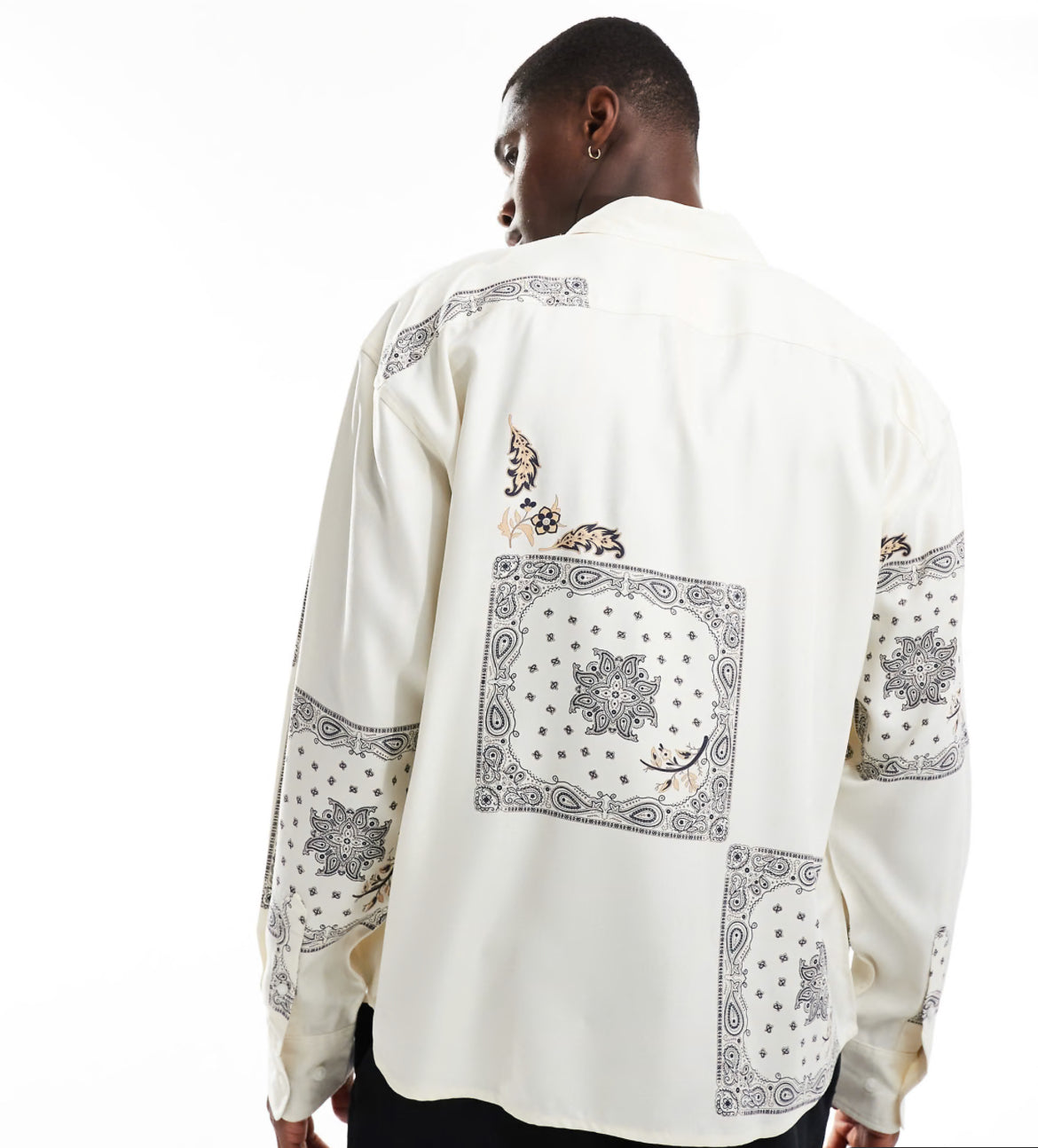 ONLY & SONS long sleeve tile print shirt in stone