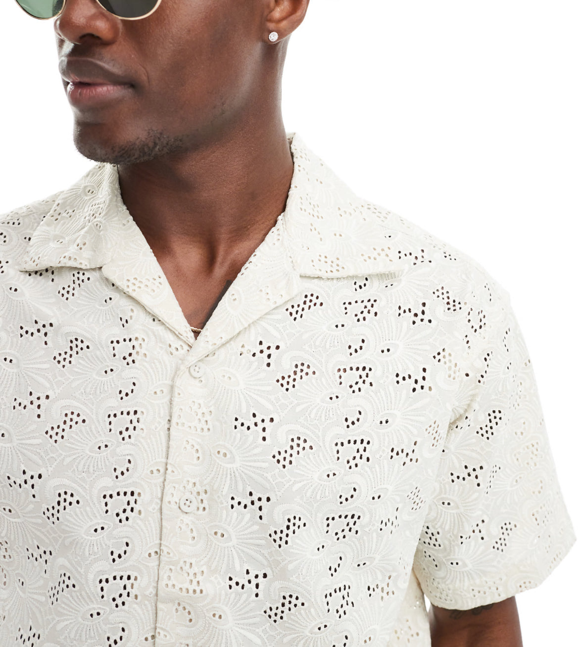 Jack & Jones boxy shirt in white lace