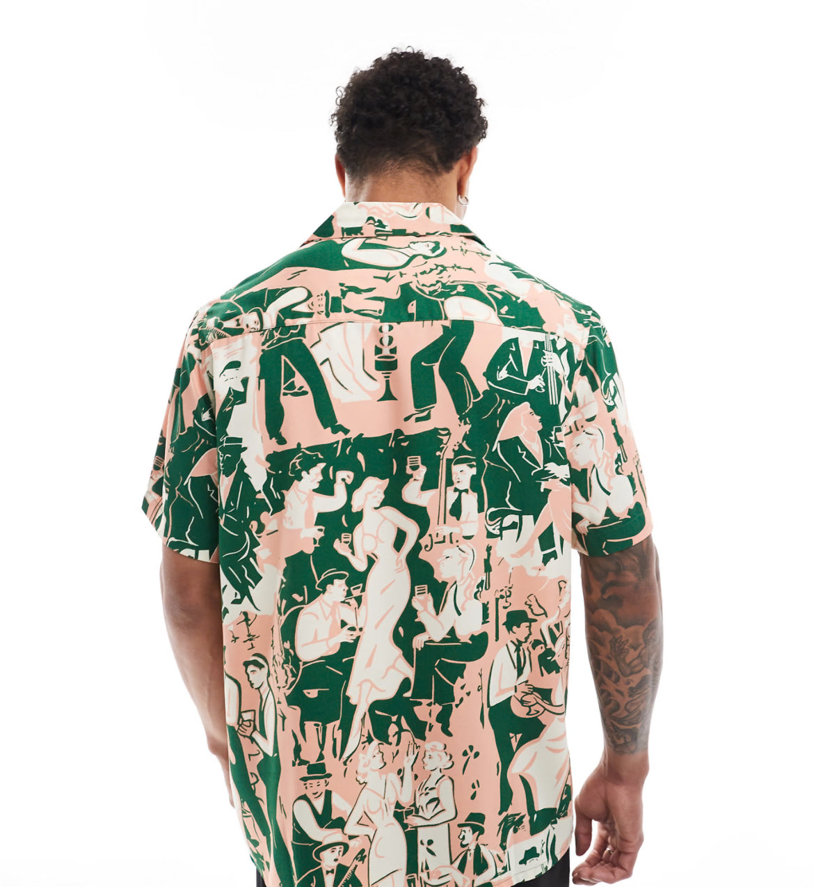 ASOS DESIGN relaxed revere shirt with jazz band print