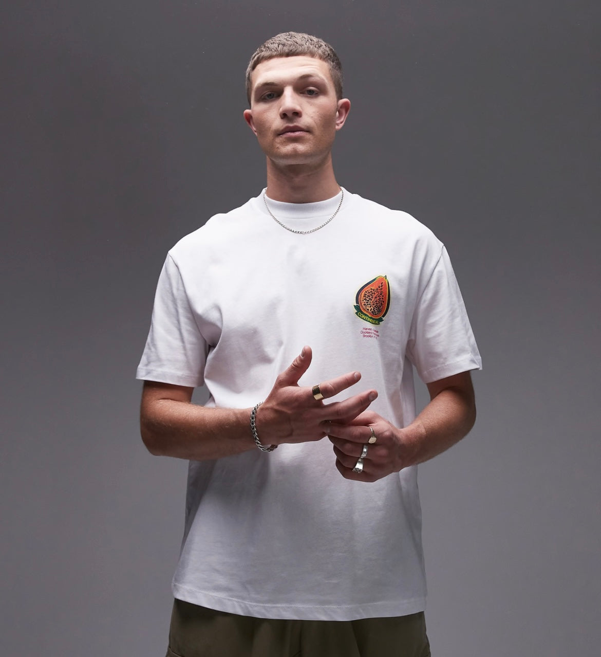 Topman oversized fit t-shirt with badges in white