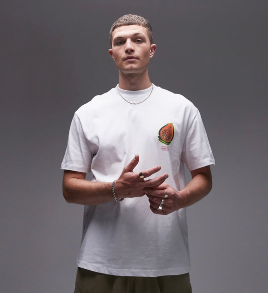 Topman oversized fit t-shirt with badges in white