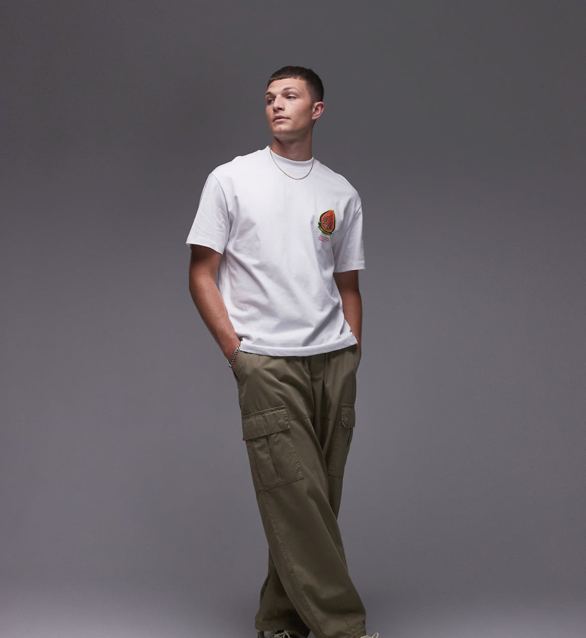 Topman oversized fit t-shirt with badges in white