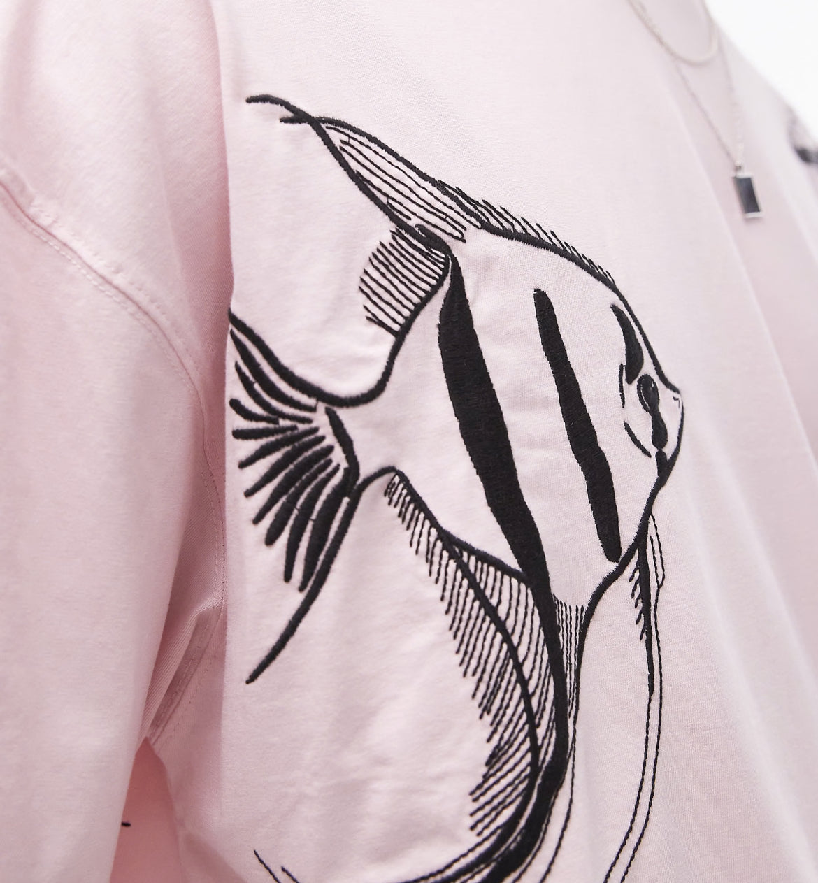 Topman extreme oversized fit t-shirt with animal embroidery in pink