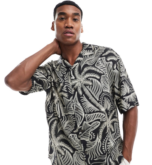 Pull&bear floral print shirt in white