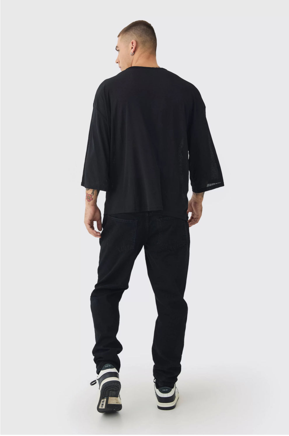 BOOHOOMAN TAPERED RIGID JEAN IN TRUE BLACK