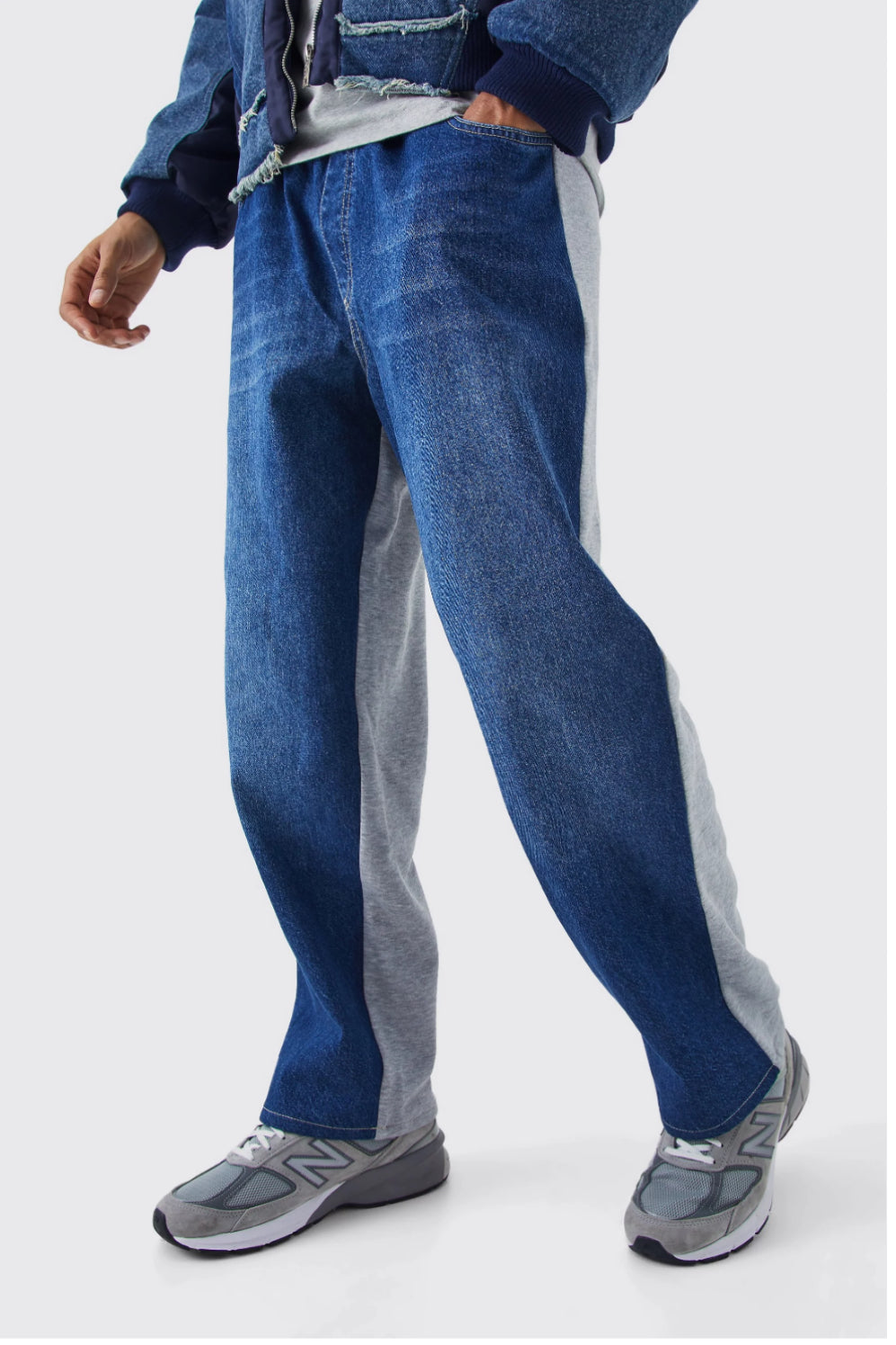 BOOHOOMAN BAGGY FIT ELASTIC WAIST HYBRID JOGGER JEAN