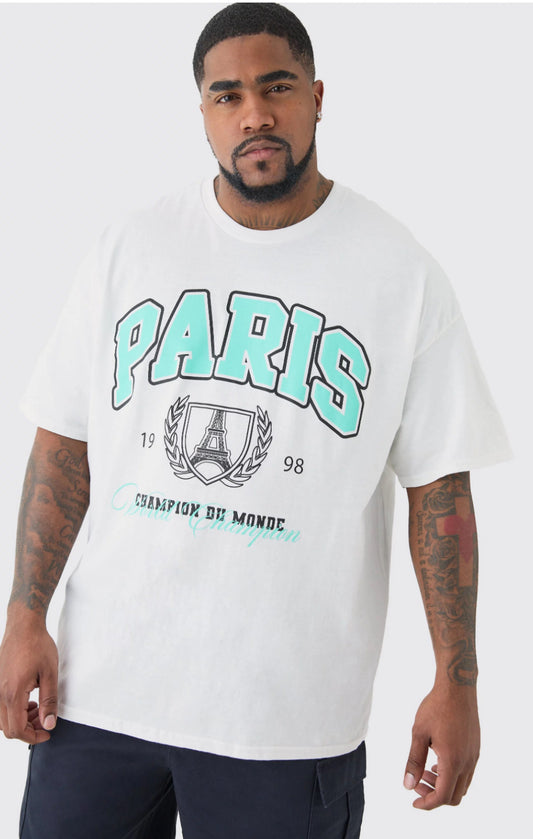 BoohooMan Plus Paris Print T-shirt