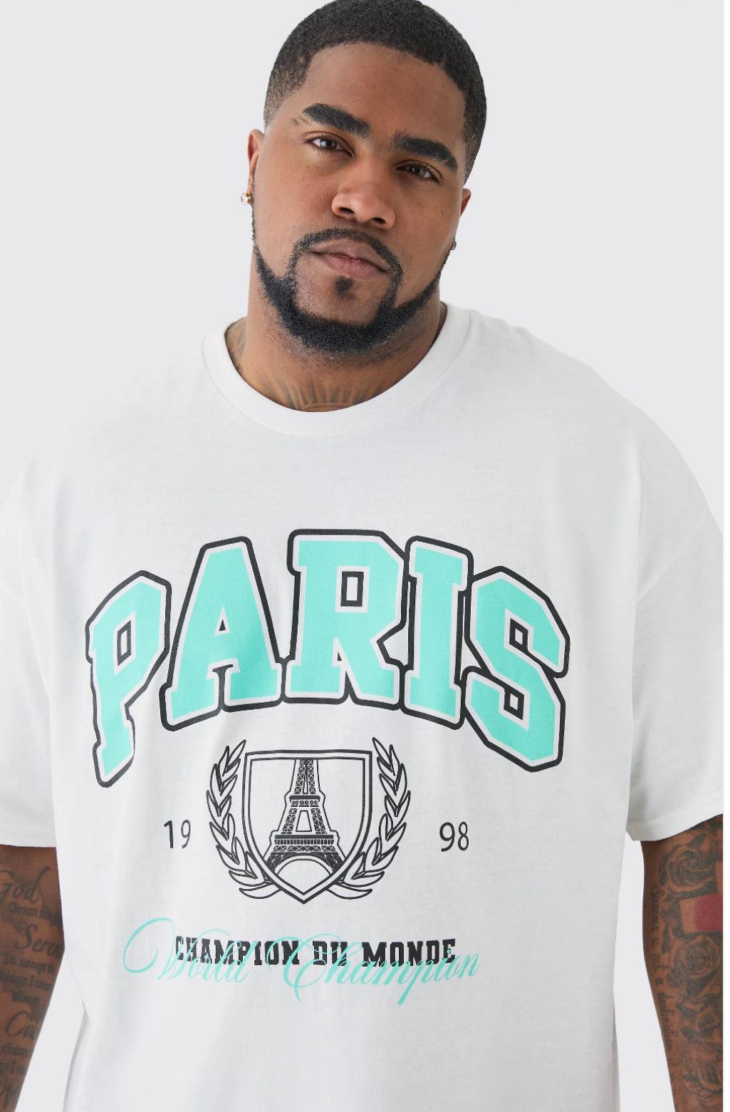 BoohooMan Plus Paris Print T-shirt