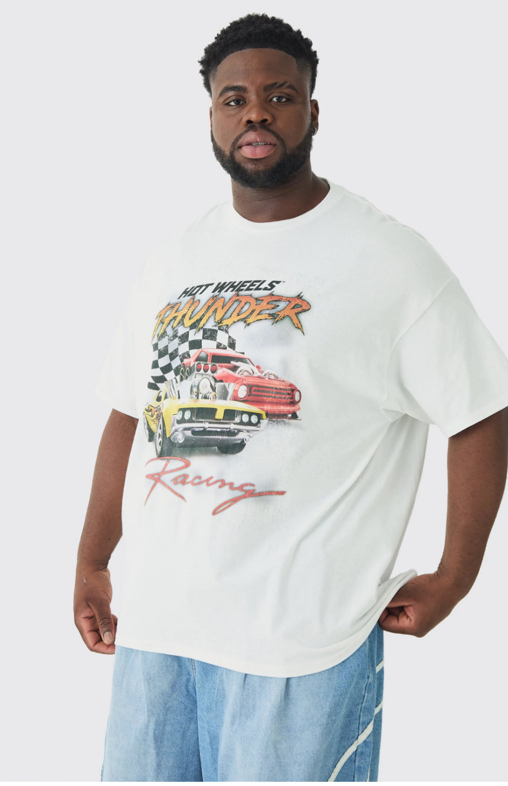 BoohooMan Plus Hot Wheels License Print T-shirt