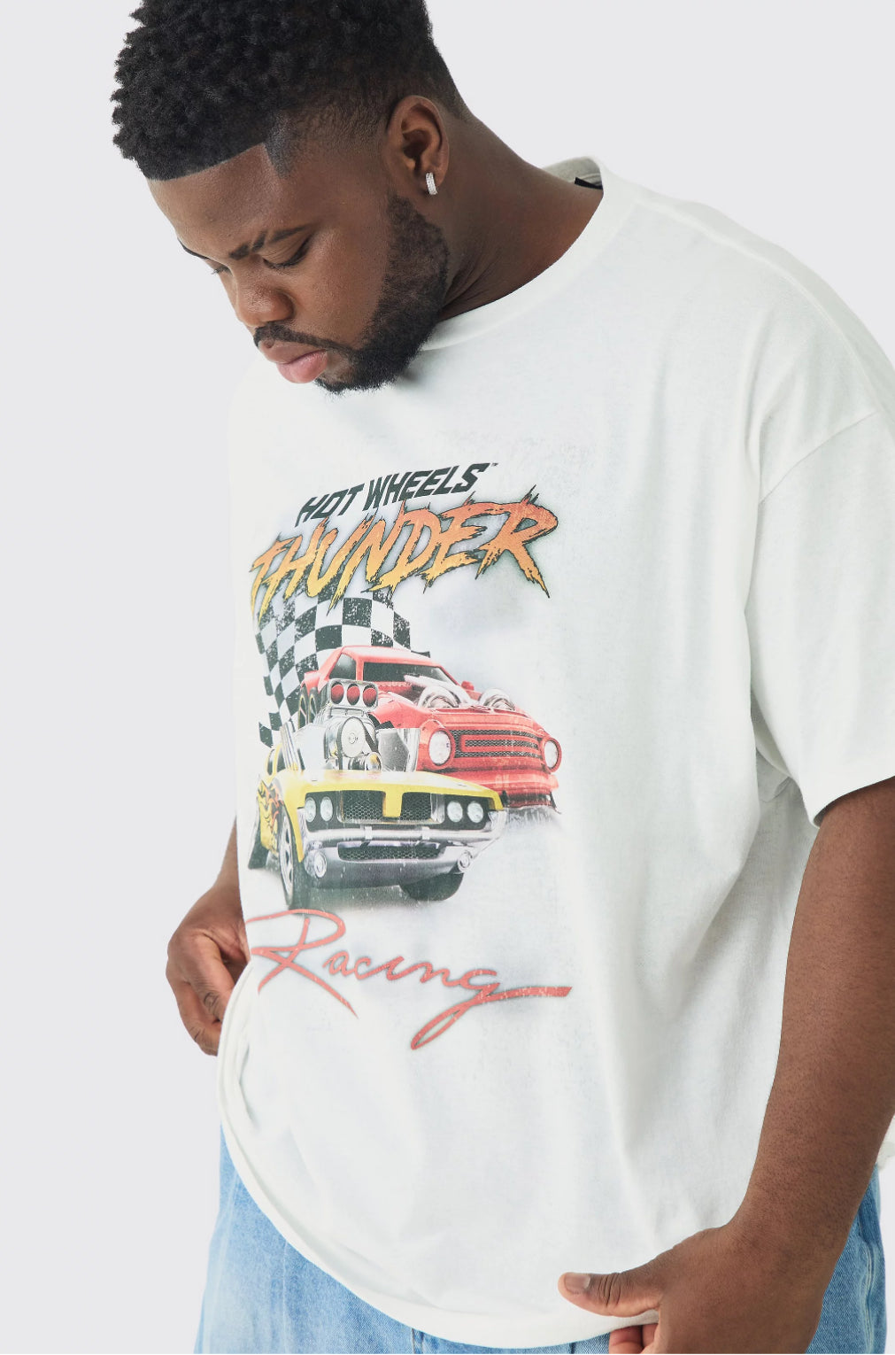 BoohooMan Plus Hot Wheels License Print T-shirt