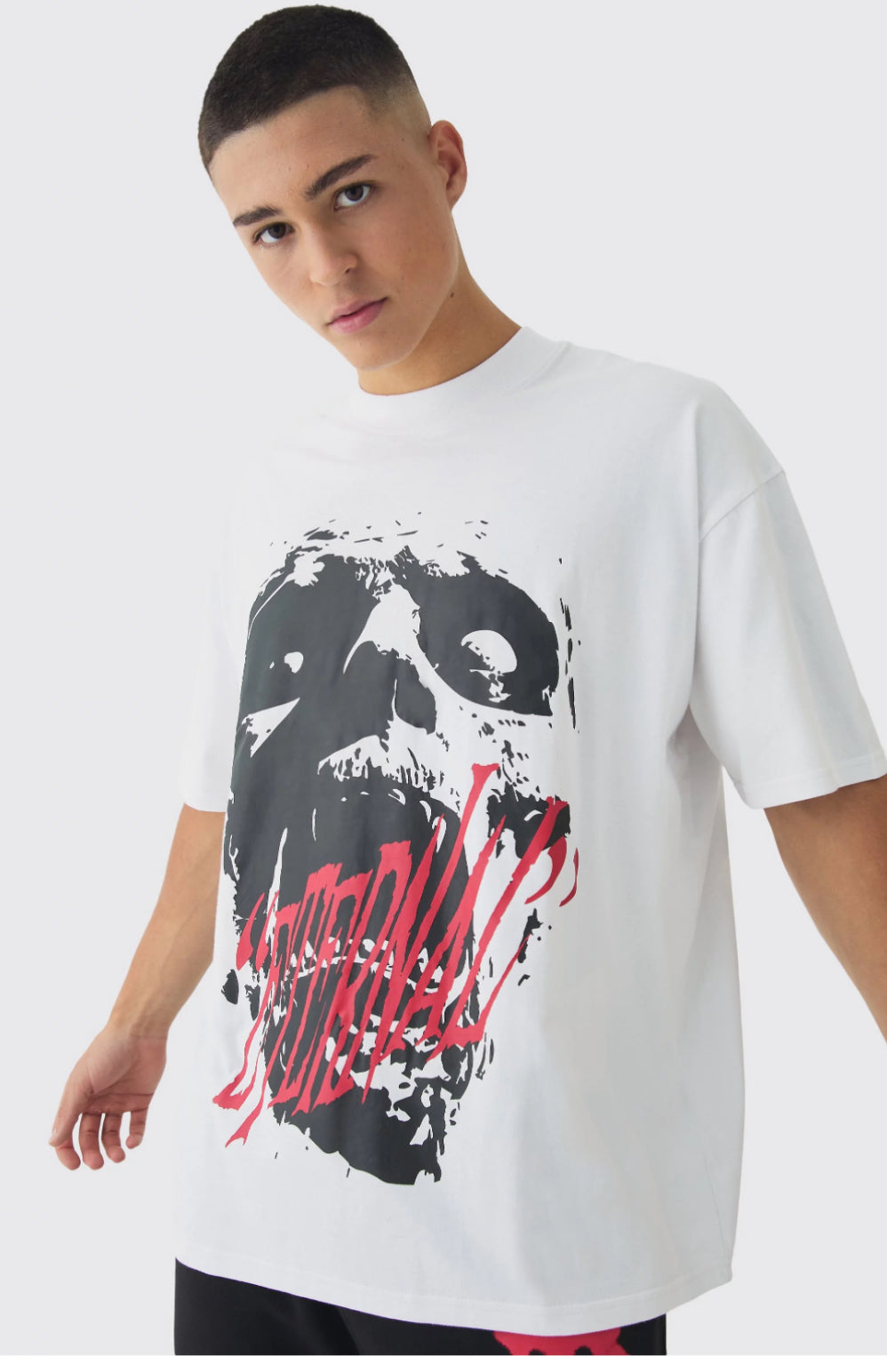 Oversized Extended Neck Eternal Print T-Shirt