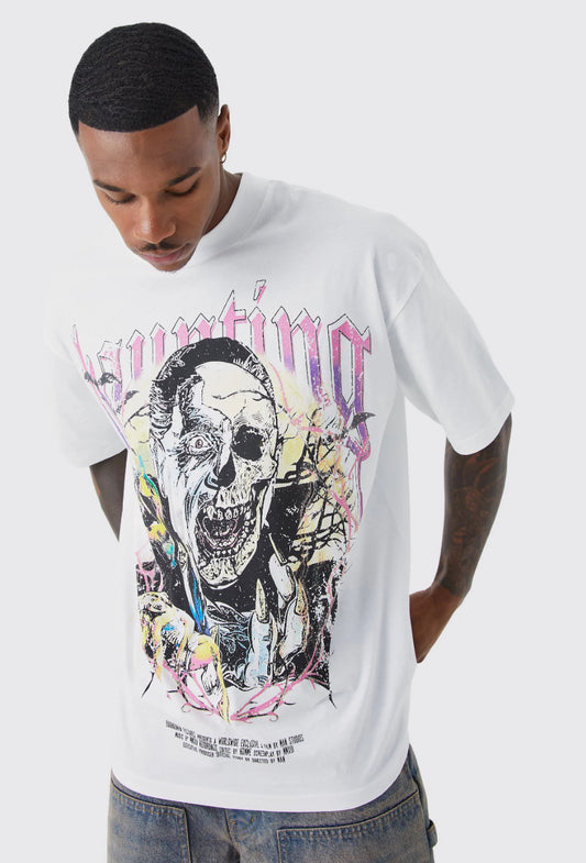 BoohooMan Oversized Haunting Graphic T-shirt