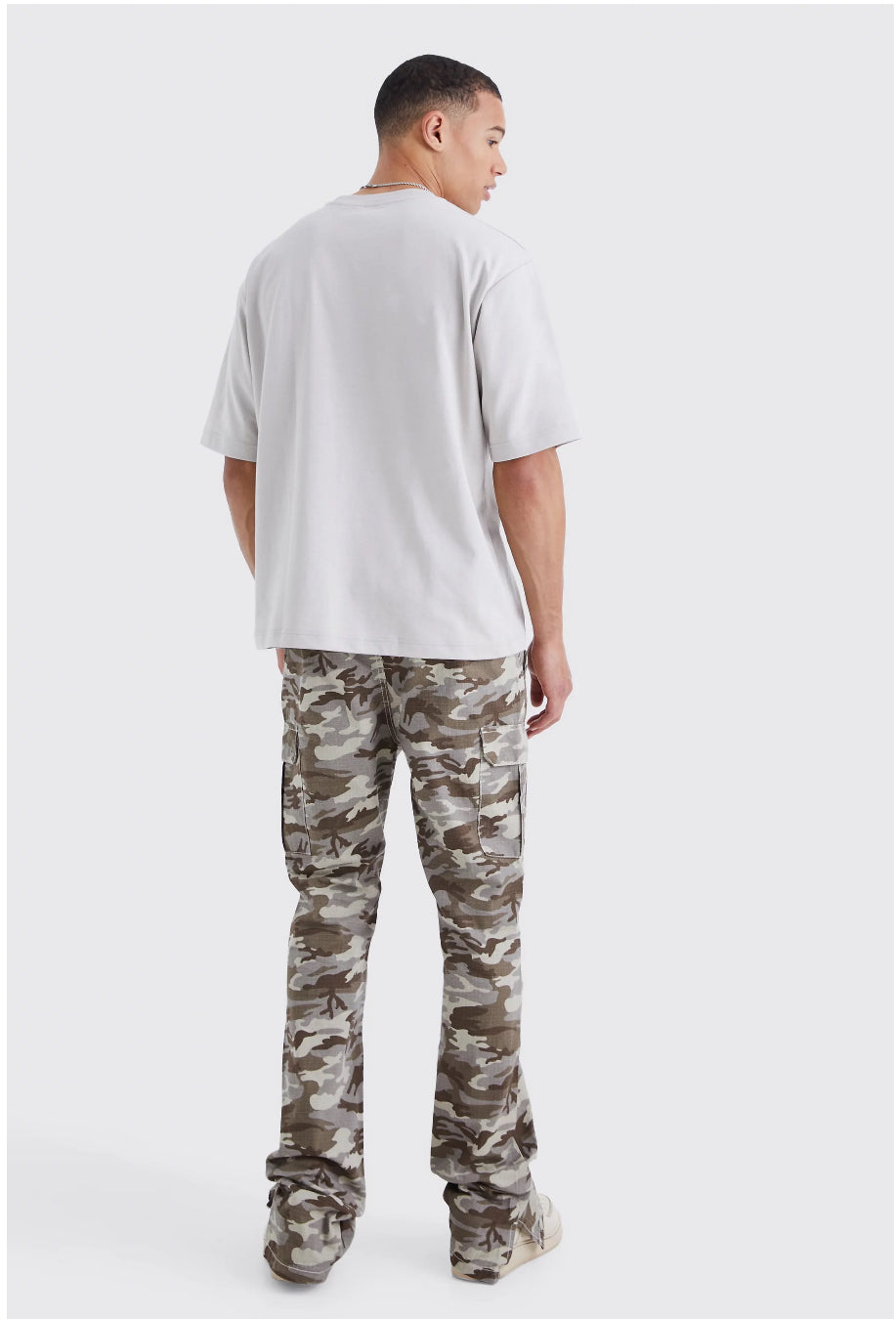 Tall Slim Stacked Ripstop Split Hem Cargo Camo Trouser