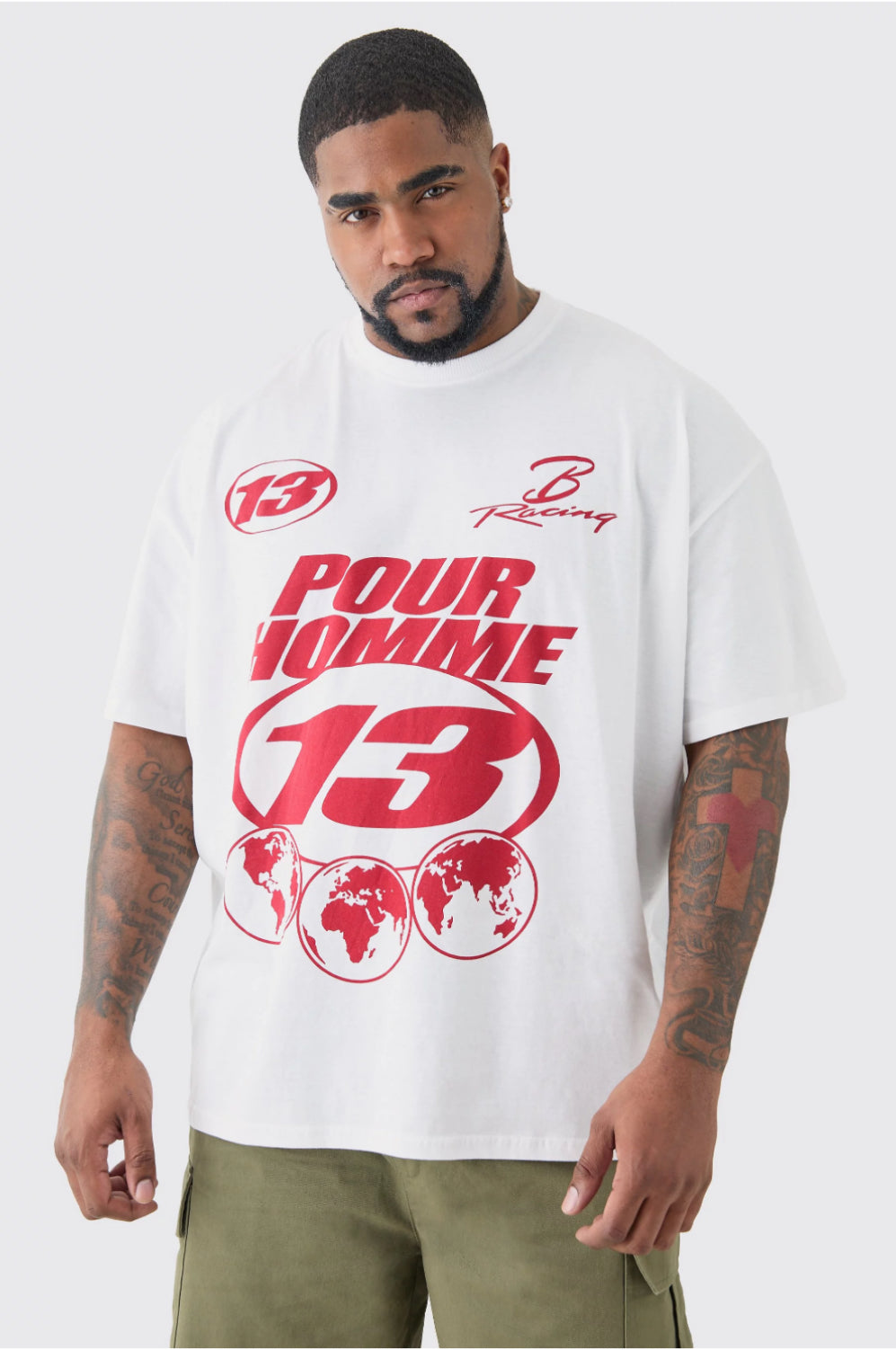 BoohooMan Plus Pour Homme Moto T-shirt In White