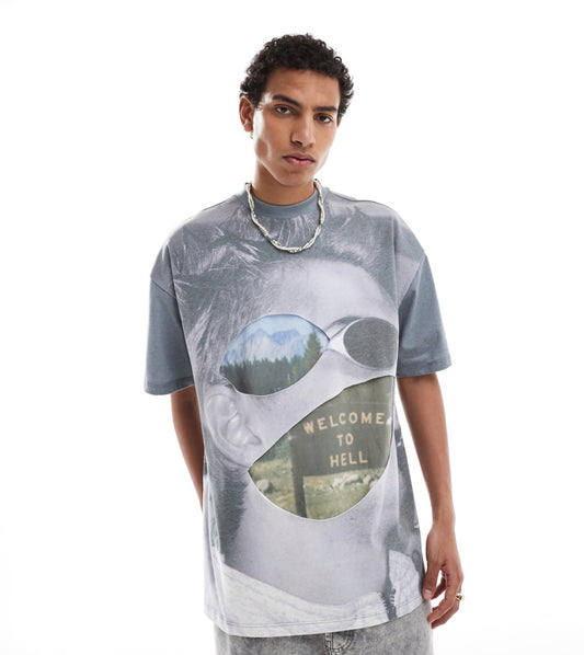 Basic Pleasure Mode blade all over graphic tshirt in grey