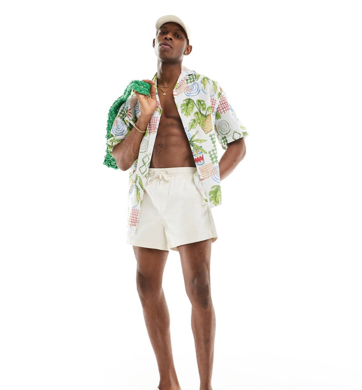 ASOS DESIGN oversized revere shirt in plant print