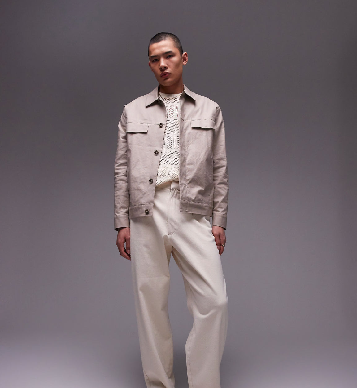 Topman wide leg chino trousers in ecru