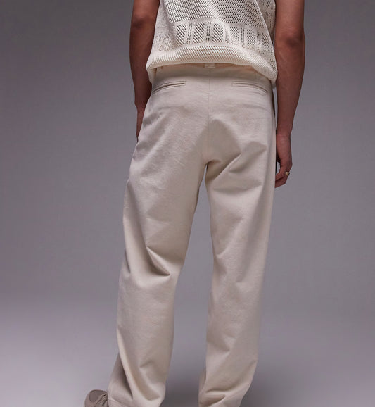 Topman wide leg chino trousers in ecru