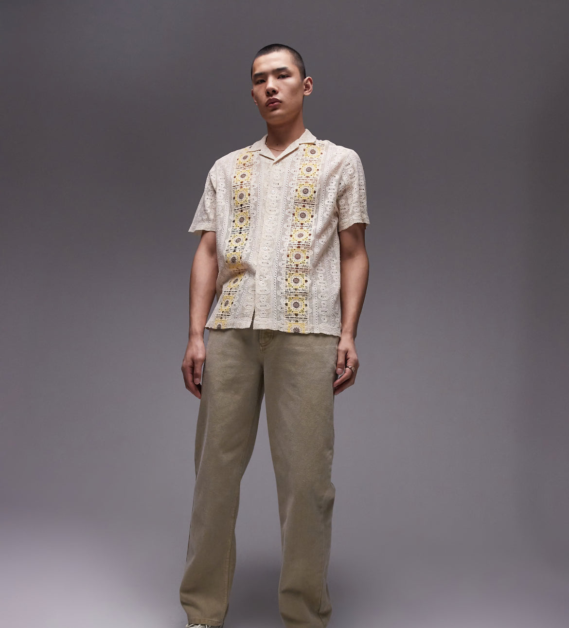 Topman straight trousers in khaki